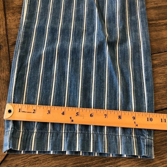 American Eagle Size 2 Regular Blue Cotton Striped Wide Leg Crop Pants Cropped - Picture 6 of 8